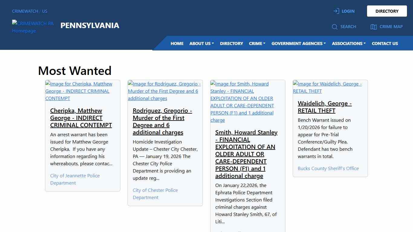 Pennsylvania Most Wanted CRIMEWATCH