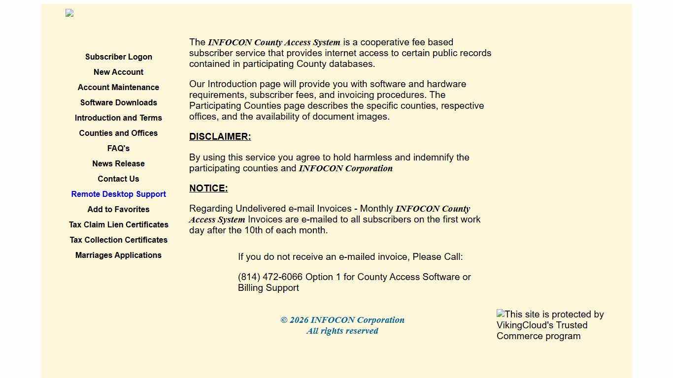 INFOCON County Access Home Page